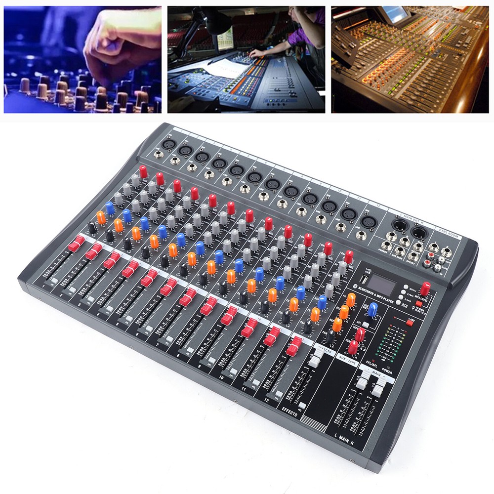 12 Channel USB Bluetooth Live Studio Audio Mixer Power Mixing Console Board US