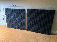 18×18 in. Black Wood Acoustic Sound Diffuser Panel/Wall Art