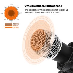Condenser Microphone Recording 3.5mm Plug&Play for Mac PC Android Gaming Black