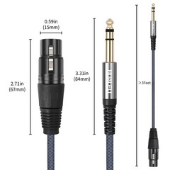 1/4 TRS to XLR Female Microphone Cable, 2 Pack, Balanced 3 Feet for Mixers