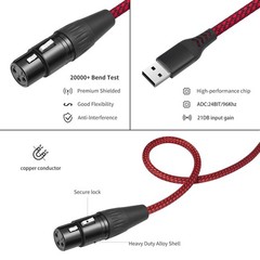 3.3FT XLR To USB Recording Cable Female To A Mic Link Converter Karaoke Cord