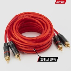 Install Link Audio Cable RCA for Subwoofer or Stereo 20 Feet, Frosted Red