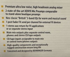 Behringer XENYX 802 Premium 8 Channel Audio Mixer 2 Bus Mixer w/Mic Preamps-NEW