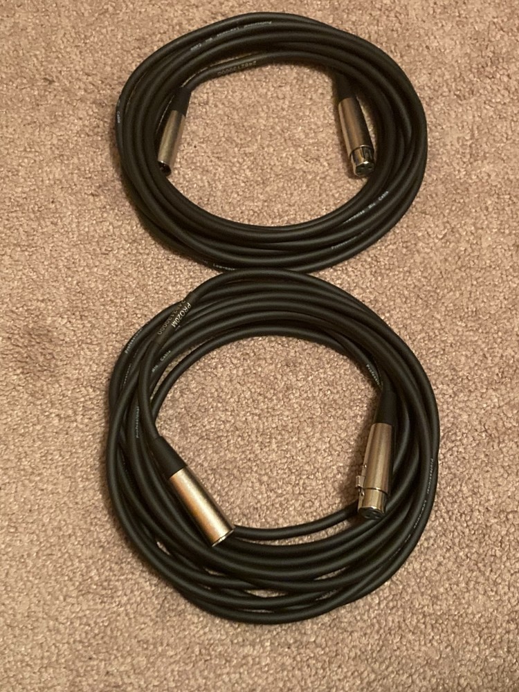 2 – 25’ XLR HD Connector Microphone 25FT Mic Cables – New – No Box