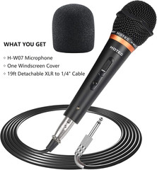 Premium Vocal Dynamic Handheld Microphone with 19ft Detachable XLR Cable a