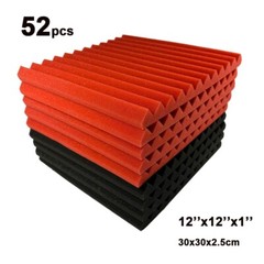 52Pack 12″X12″X1″ Black Red Acoustic Foam Sound Panel Studio Recording Wall Tile