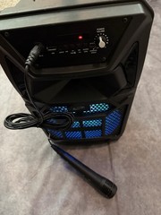 iLive Portable PA Speaker Black w/ Wired Microphone USB AUX 6.35mm