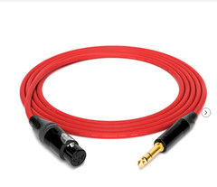 1FT to 25’FT Mogami 2534 Neutrik Gold XLR-F to 1/4 TRS Star Quad Audio Red Cable