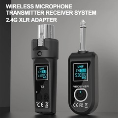 UHF Wireless Microphone Converter XLR Transmitter Receiver for Mic Mixer Guitar
