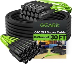 GEARit 16 Channel XLR Snake 30 ft, Balanced Analog Audio Snake with OFC Condu…