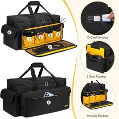 Large DJ Equipment Bag with 6 Detachable Dividers,DJ Cable File Bag with Laptop