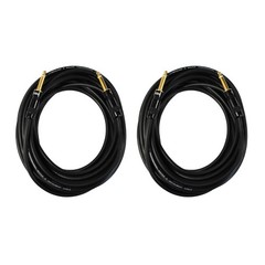 Audio2000 C09025 25 Ft 1/4″ TS Guitar Instrument Cable 2 Pack Pair Black 22AWG