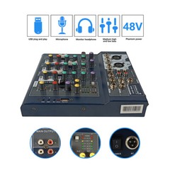 4-Channel Stage USB Audio Mixer System Karaoke Party Live DJ Mini Mixing Console