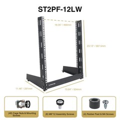 Sound Town 12U 2-Post Desktop Open-Frame Rack, Audio, Network Devices ST2PF-12LW