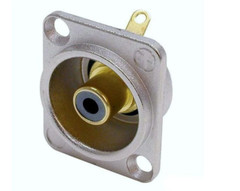 Neutrik NF2D-0 Phono RCA Socket – Nickel Panel D-shape w/Black Colored Washer