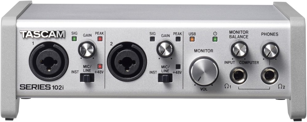 Tascam SERIES 102i 10 IN/2 OUT USB Audio Interface with MIDI, DAW Silver