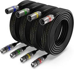 XLR Cable 15Ft 4 Packs – Premium Balanced DMX Cable with 3-Pin XLR Male to Femal