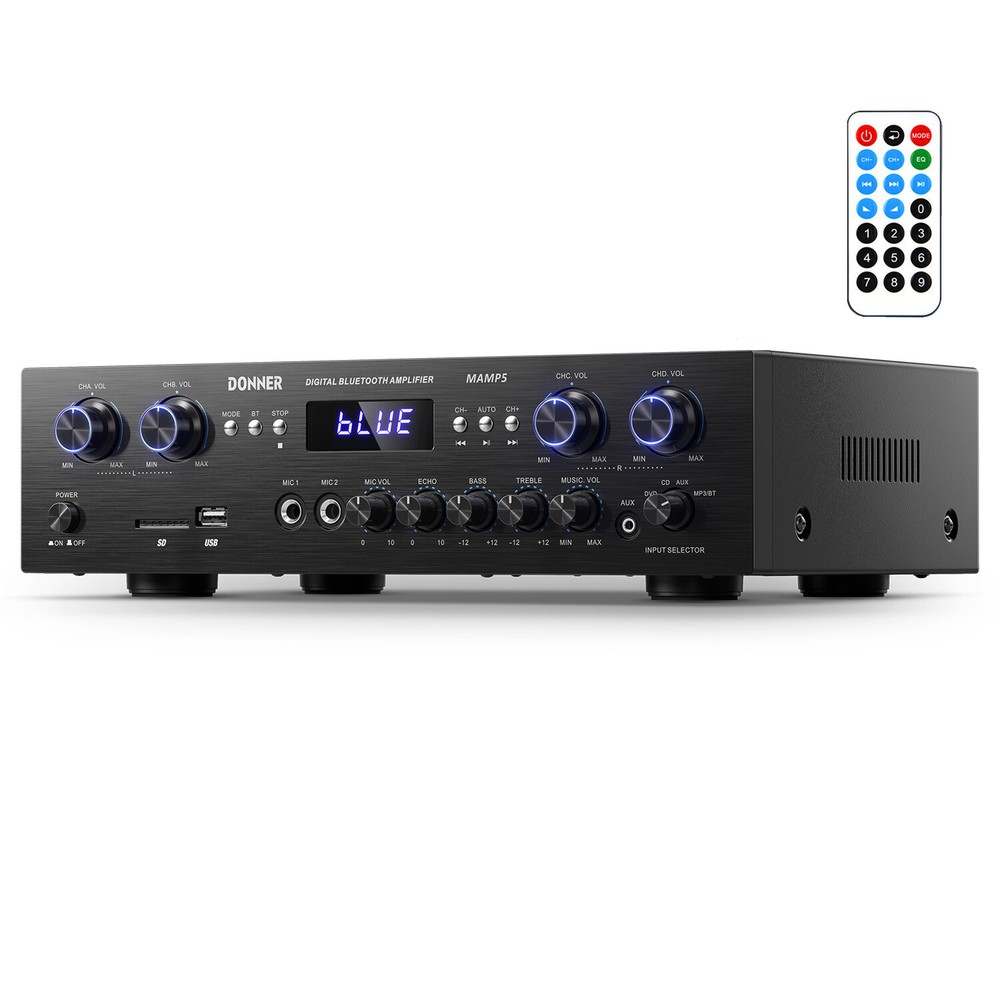 🔊 Donner MAMP5 Bluetooth HiFi Power Amplifier Receiver 4 Channel Audio Amp 600W