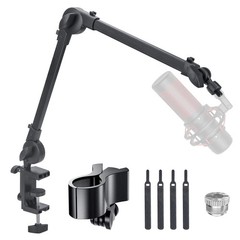 Microphone Boom Arm 360° Rotatable Adjustable Mic Stand w/ 3/8“to 5/8“ Adapter