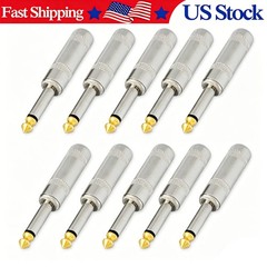 10Pcs 6.35mm TS Mono Male Plug Heavy Duty Solder Audio Jack for Guitar Mixer