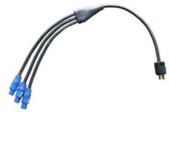 Power Cable 1 Edison Male to Fanout 3 PowerCon Blue A Connectors 3 ft -12 AWG