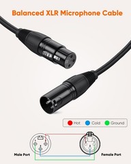 CableCreation XLR to Cable 6FT, X LR Male X Female 6 Feet, Black