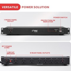 NEW Pyle PCO850 15 Amp Power Supply Conditioner Strip Surge Protector 9 Outlets