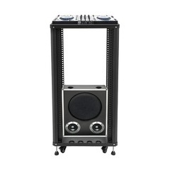 22U Black Rolling DJ Mixer Stand with Wheels for Audio Video Mounting US NEW!