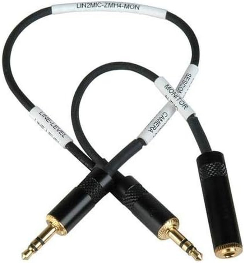 Sescom LN2MIC-ZMH4-MON 3.5Mm Line to Mic 25Db Attenuation Cable for Zoom H4N wit