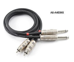 3ft Kirlin Dual 1/4″ TS Mono Male Plug to 2-RCA Plug Male Black Audio Cable