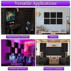 Thick Acoustic Foam Panels 12x12x2 Inch – 12 Pcs Sound Absorbing Tiles for Studi
