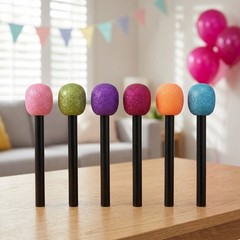 6PCS Pretend Play Microphones for Halloween, Plastic Microphone Toy Set, Rock