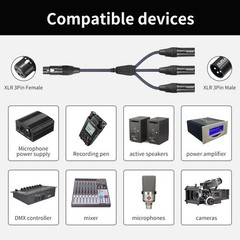 3-Pin XLR Female to 3 Y Splitter Cable,3 Way XLR Splitter Cable Balance 1 Fem…