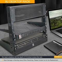 6U Desktop Rack for Audio & Network Devices 19 Inch 2 Post Table Top Rack Mou…
