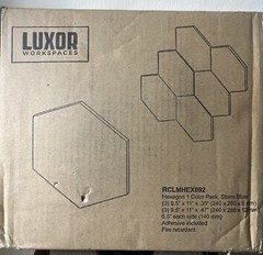 Box/6) Luxor RCLMHEX092 Stick-On Hex Decor Acoustic Panels, Storm Blue, 9.5”x11”