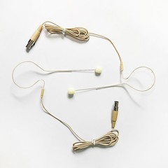 2x Beige Single Earhook Headset mini XLR Microphone 4pin For Shure Wireless-TA4F