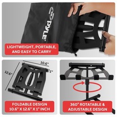 Pyle Portable Folding Laptop Stand – Standing Table with Adjustable Angle,