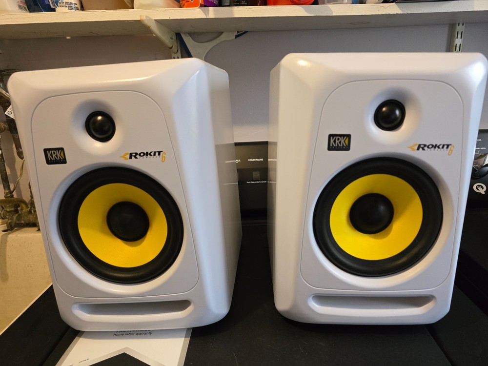 krk rokit 6 gen 3 white pair studio monitor speakers w/original boxes *RARE*