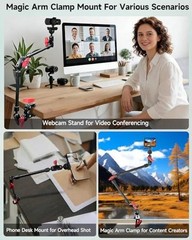 22″ Magic Arm w Clamp Mount, Overhead Desk Phone Mount Stand, 22IN-RB