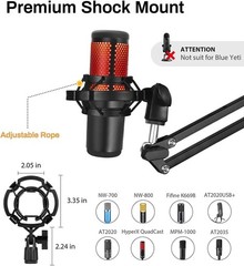 Dual-layer Pop Filter Mic Stand with Anti-vibration & Shock Mount – Black Finish