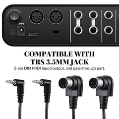 2 Pack High-Speed MIDI Cables: 3.5mm Angled to Straight TRS for Tight Spaces