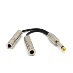 6.35mm 1/4″ TS Male Mono to Dual 1/4″ TS Female Mono Y Splitter Audio Cable 2Pcs
