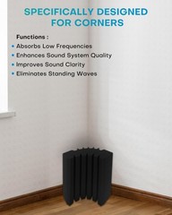 8 Pack – Bass Traps Acoustic Foam Corner, 9.8×9.8 * 4.7“ Black Bass Traps Co…