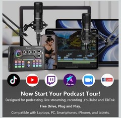 Hayner-Seek Podcast Equipment Bundle for 2 for Live Streaming, DJ Mixer