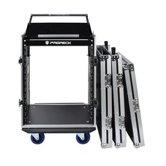 PRORECK 14U Road Case 20“ Rackable Depth with Slant Mixer Top One Side table