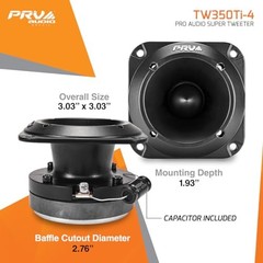 TW350Ti-4 Car Audio Bullet Tweeters – 240 Watts, 3×3 Inch PRO Audio Style