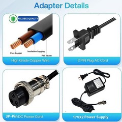 AC 17Vx2 600Ma Mixer Power Supply Mixing Console Adapter,3-Pin Connector Pedalbo