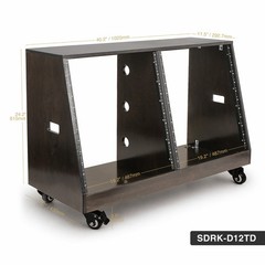 Sound Town DIY 2 x 12U Slanted Studio Rack Plywood Black Espresso (SDRK-D12TD)