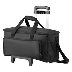 VEVOR Rolling DJ Cable Bag 1680D Padded DJ File Gig Bag with Wheels 6 Divider