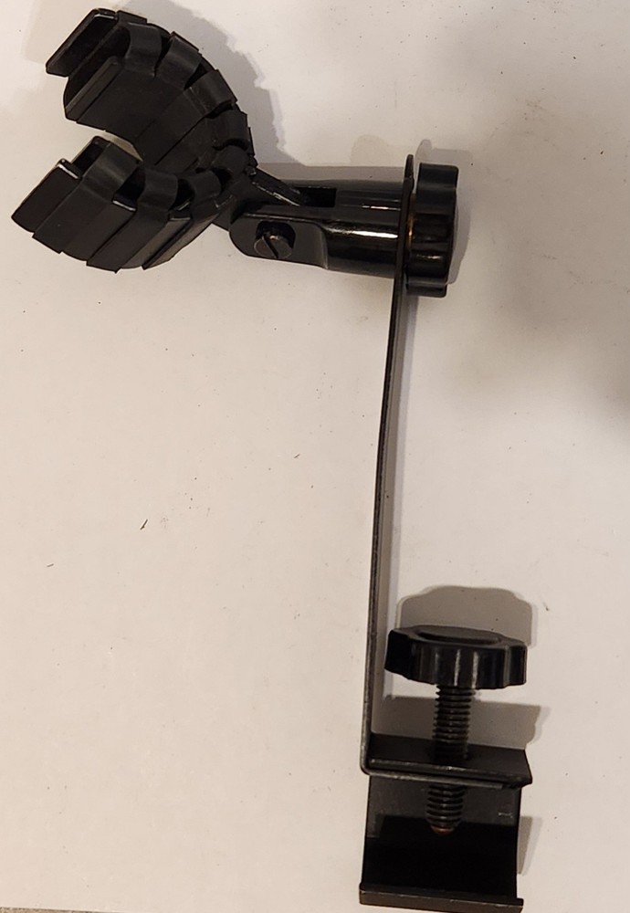 Black Clamp Mount Rotating Microphone Holder Metal Plastic 1-Tier